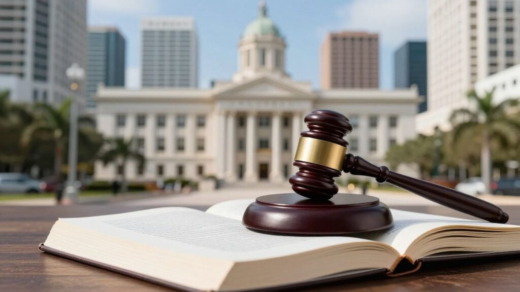 Fort Lauderdale courthouse and legal gavel.
